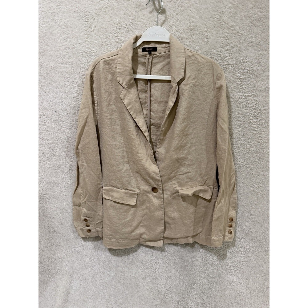 Quince 100% European Linen Blazer Size Large Driftwood Eco Friendly Sustainable